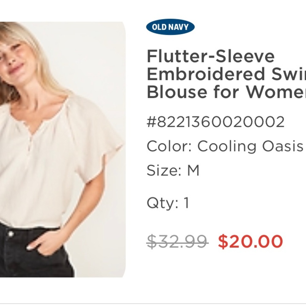 Flutter sleeve embroidered swing blouse